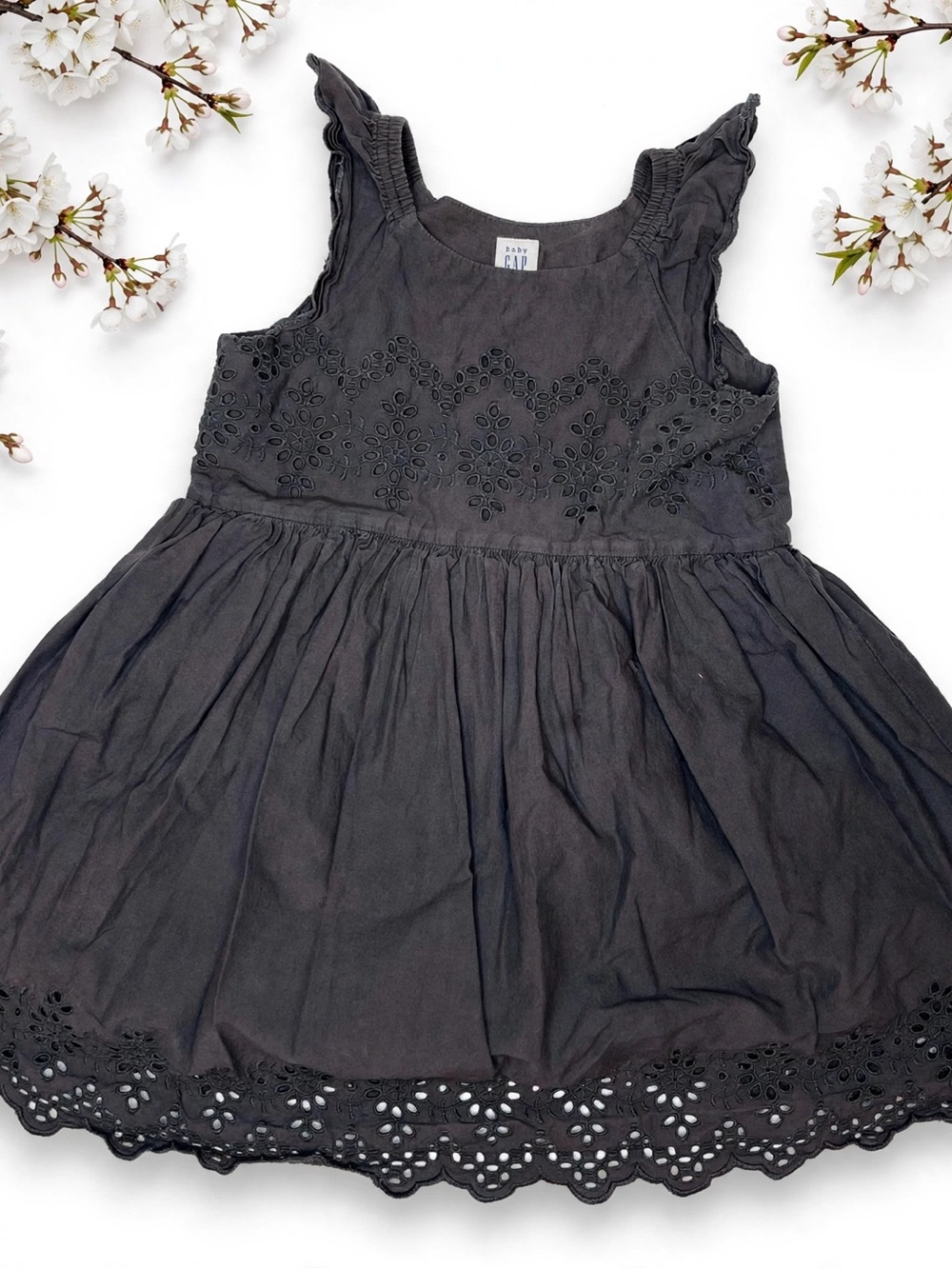 GAP Black Eyelet Ruffle Strap Girls Dress